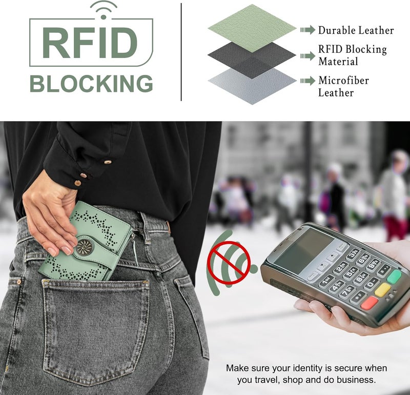 Tipmile Small Wallet for Women Bifold RFID Blocking Card Holder Leather Wallets with Zipper Coin Pocket - Image 3